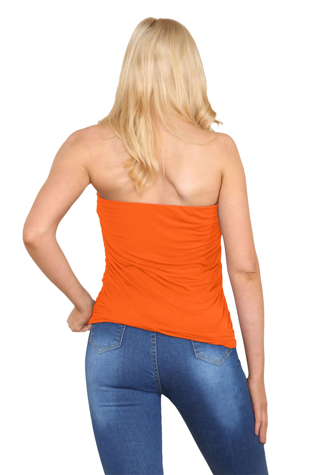 Para mujer Bandeau Top Sin tirantes Boobtube Lado Liso Fruncido Chaleco Camiseta Verano - Imagen 63 de 120