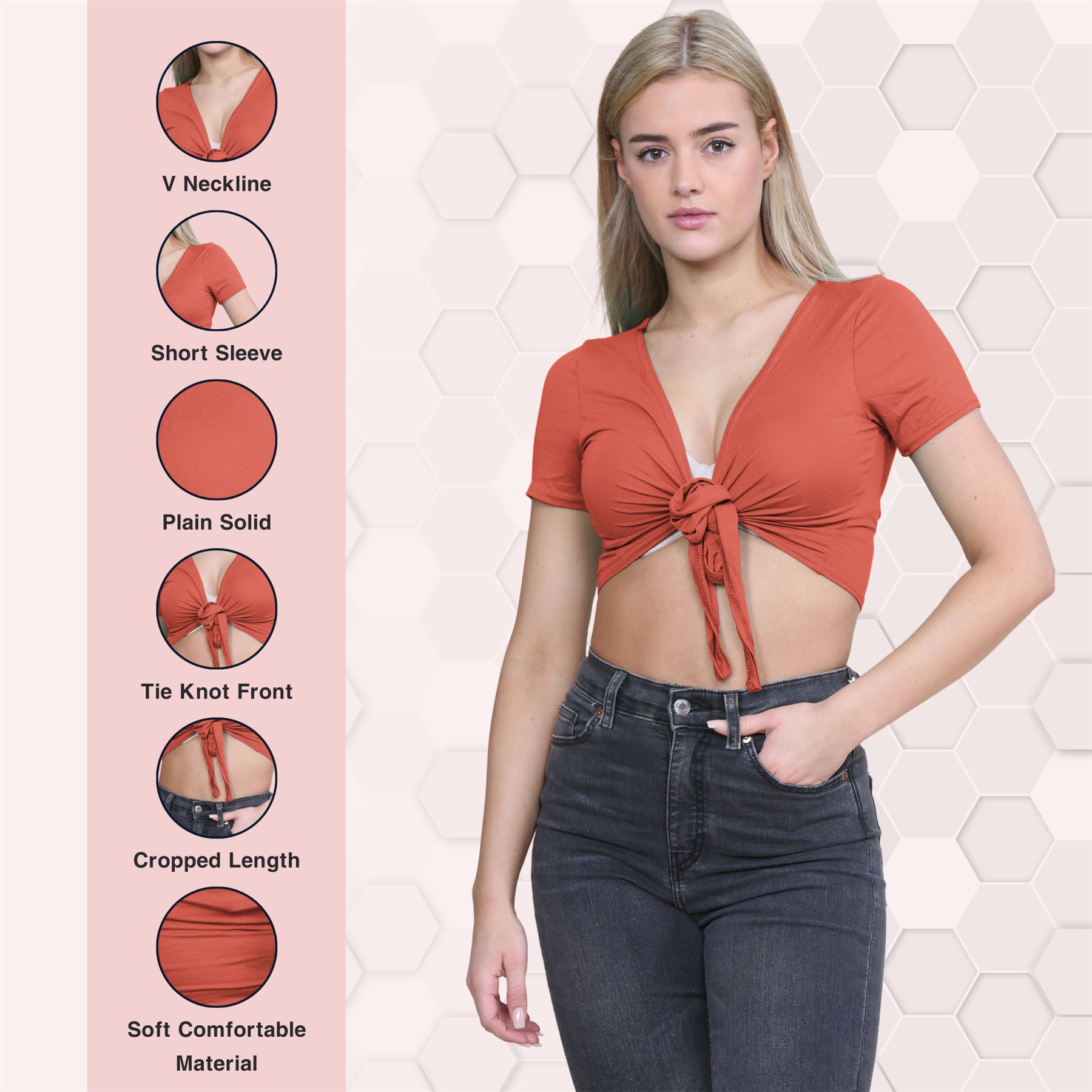Damen-Cardigan Kurzarm vorne zum Binden einfach Bolero Achselzucken lässig bauchfrei Oberteil - Bild 101 von 133