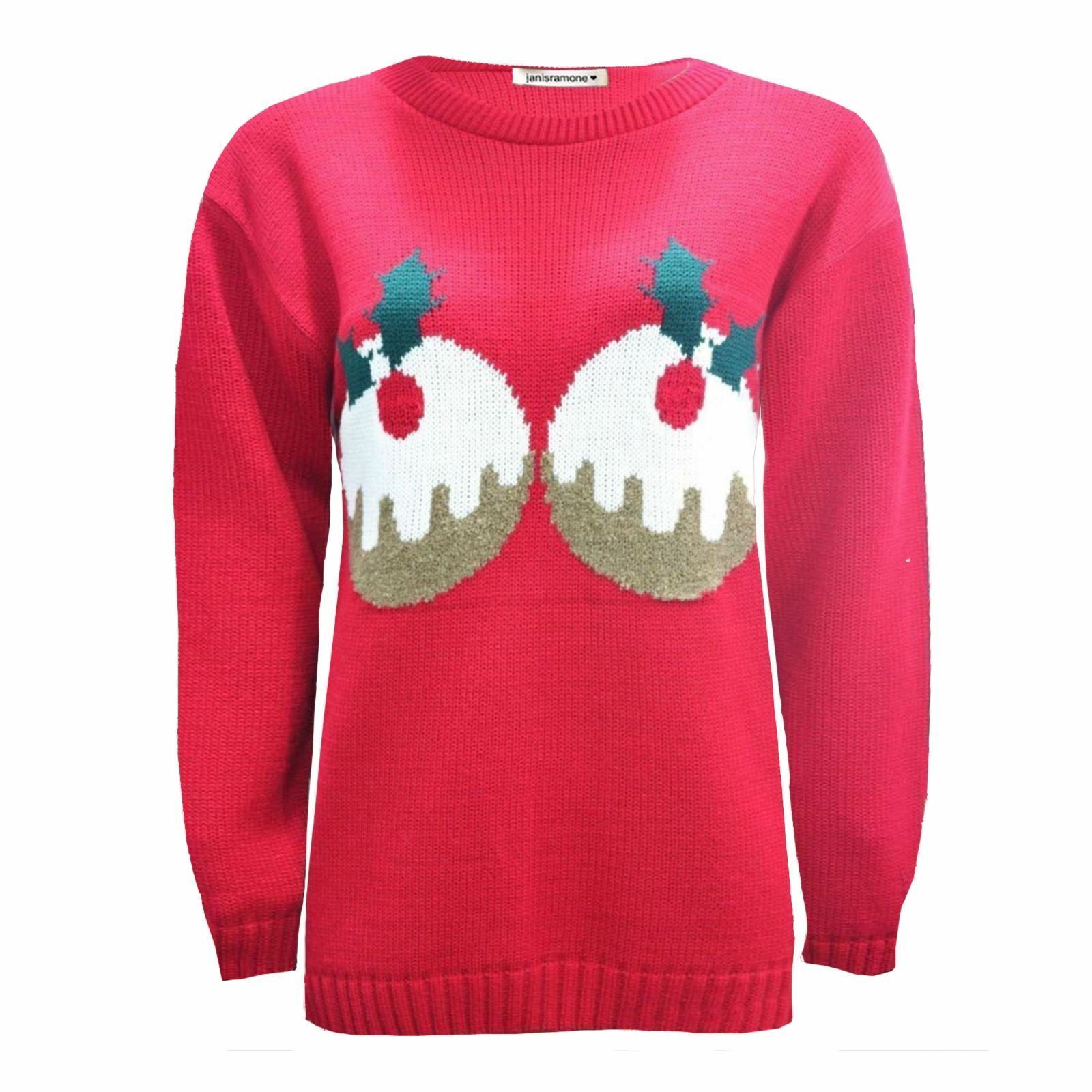 Nuevo Señoras Navidad 3D Pom Pom Xmas De punto Novedad Retro Saltador Suéter Top - Imagen 15 de 22