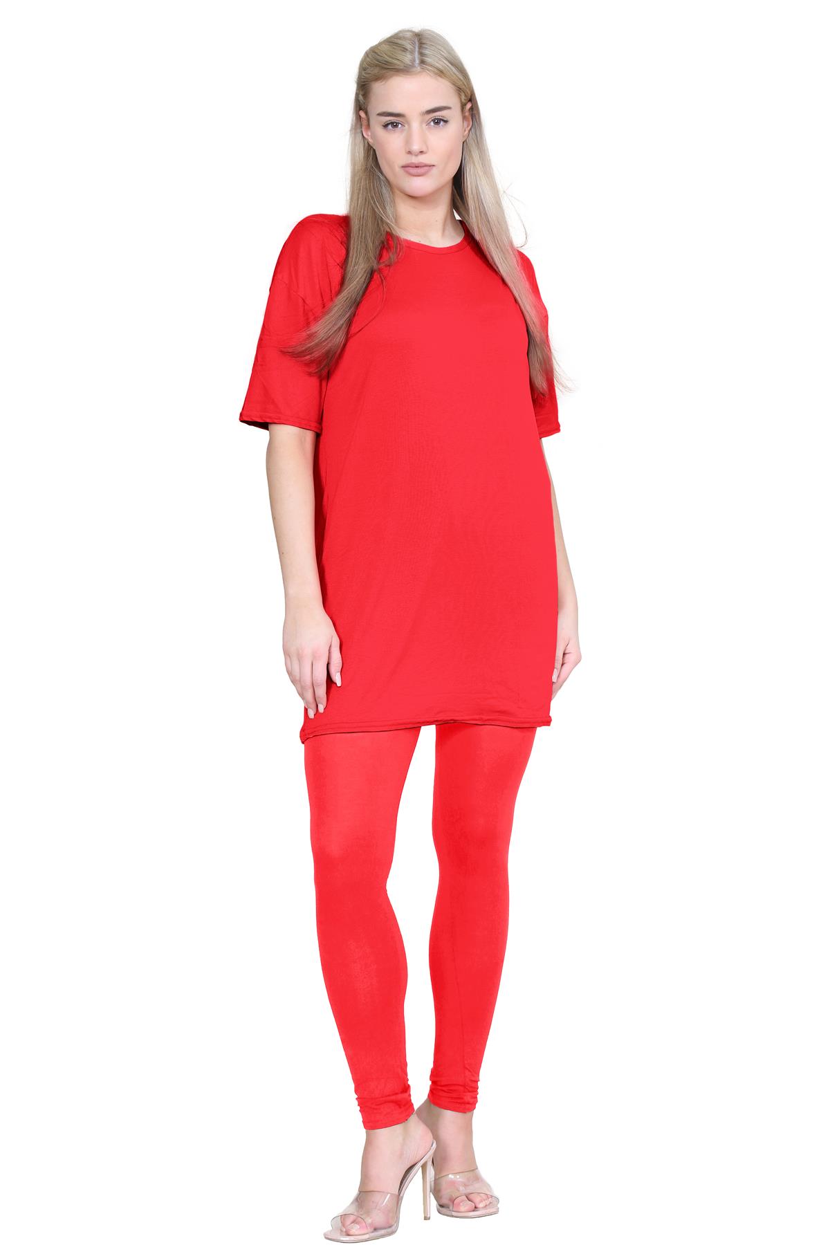 Damas Longline Suelto Camiseta Leggings Gimnasio Chándal Conjunto Coord 2 Piezas Ropa de Salón - Imagen 100 de 155