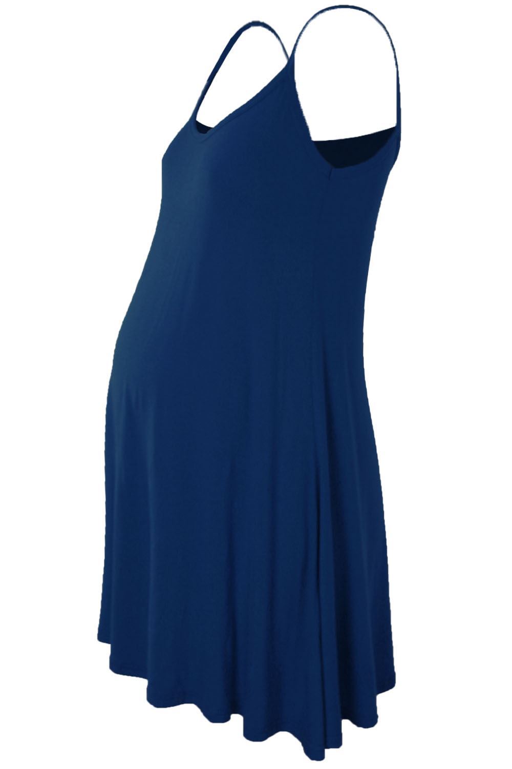 Womens Sleeveless Maternity Dress Camisole Ladies Flared Plain Strappy Cami Top - Picture 13 of 28