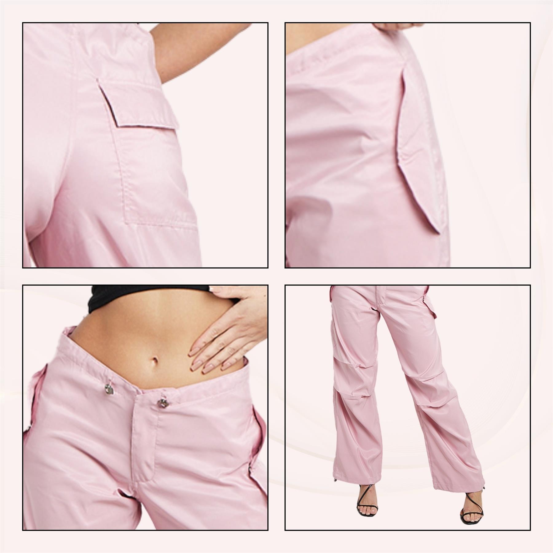 Pantalones de carga para mujer parte inferior con puños cordón cintura baja sueltos pantalones informales - Imagen 8 de 50