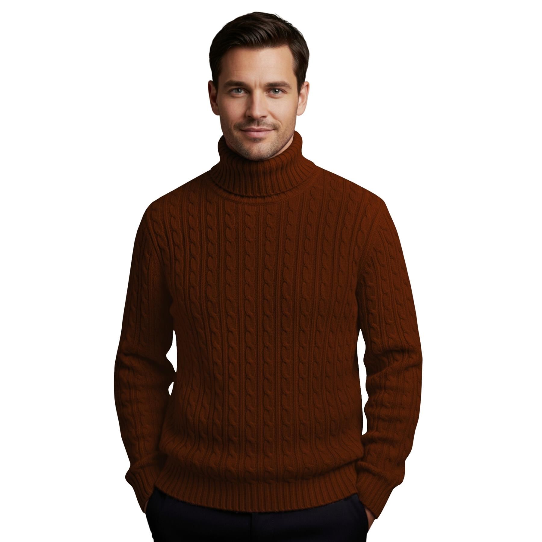 Herren Polo Rollkragen Langarm Pullover Zopfmuster Winterpullover Pulli - Bild 16 von 154