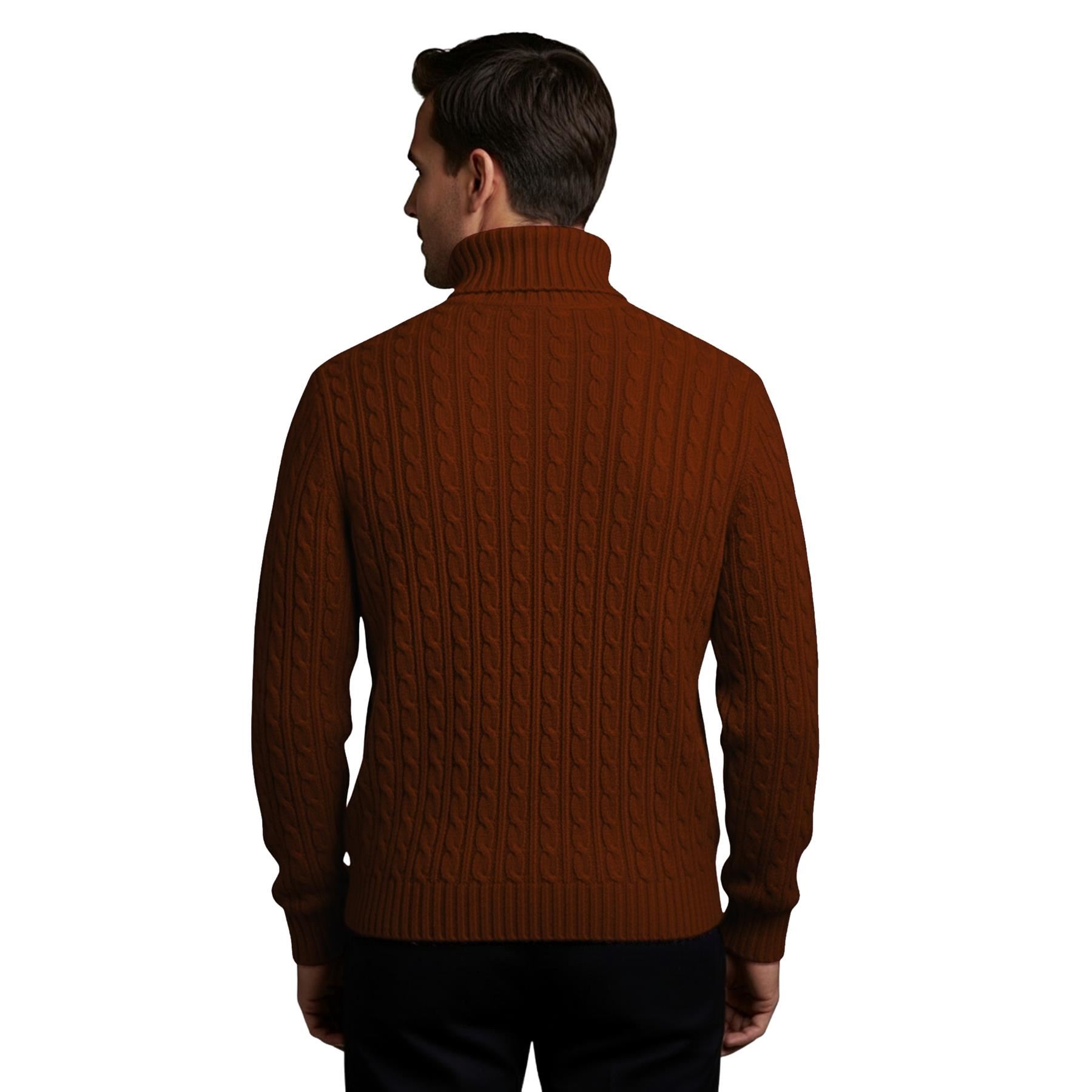 Herren Polo Rollkragen Langarm Pullover Zopfmuster Winterpullover Pulli - Bild 18 von 154