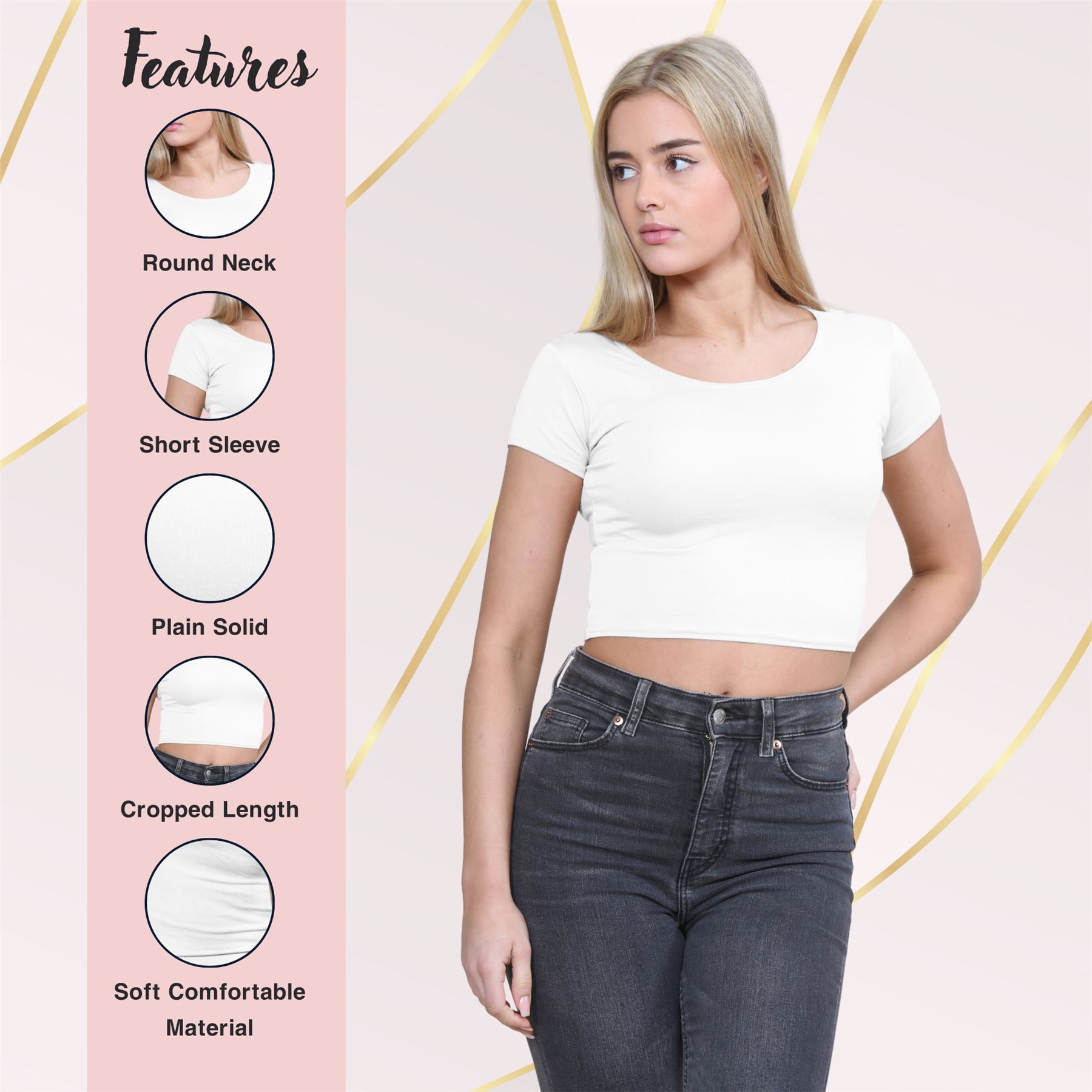 Crop Top Womens Cap Sleeve Top Plain Basic Stretchy Tee T-Shirt Short Vest Top - Picture 160 of 174