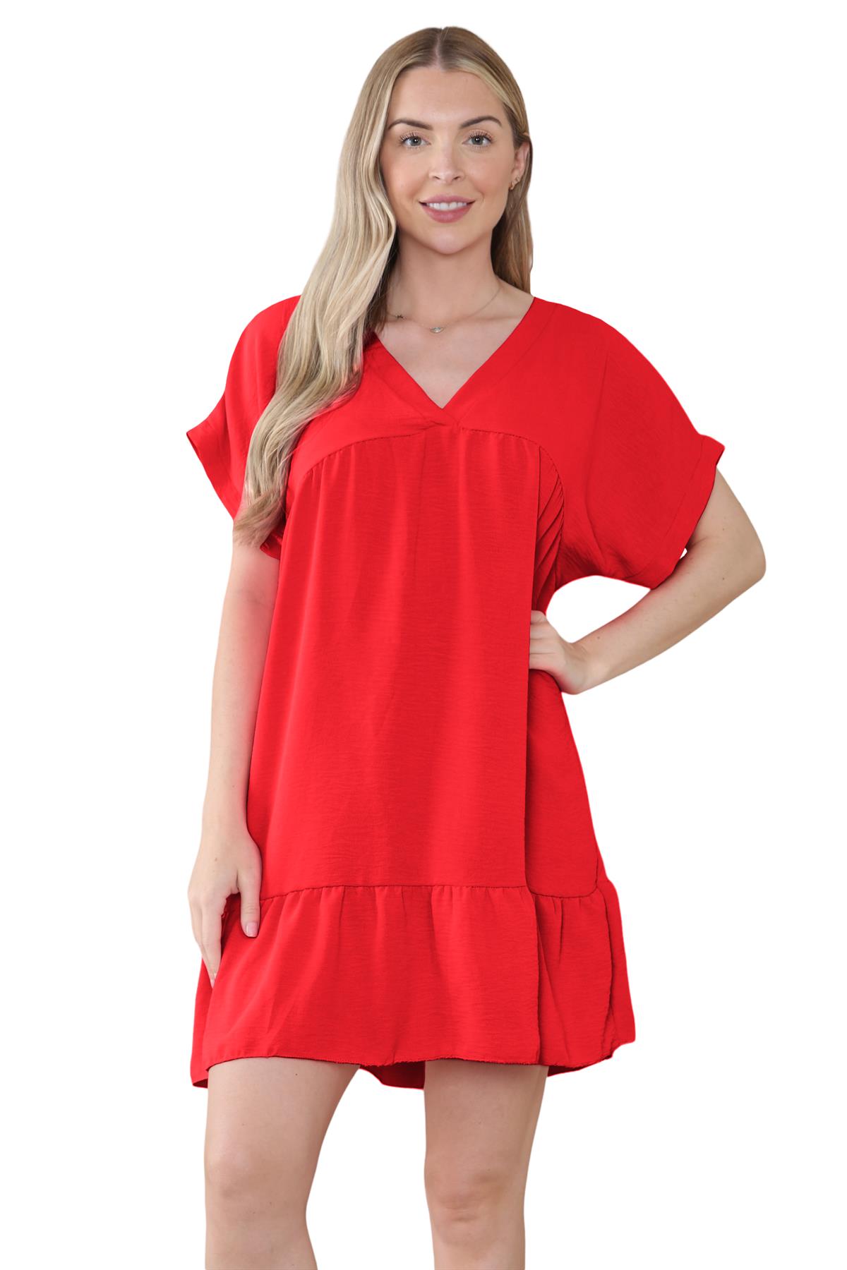 Mini top plisado liso italiano con cuello en V para mujer playa columpio - Imagen 29 de 54