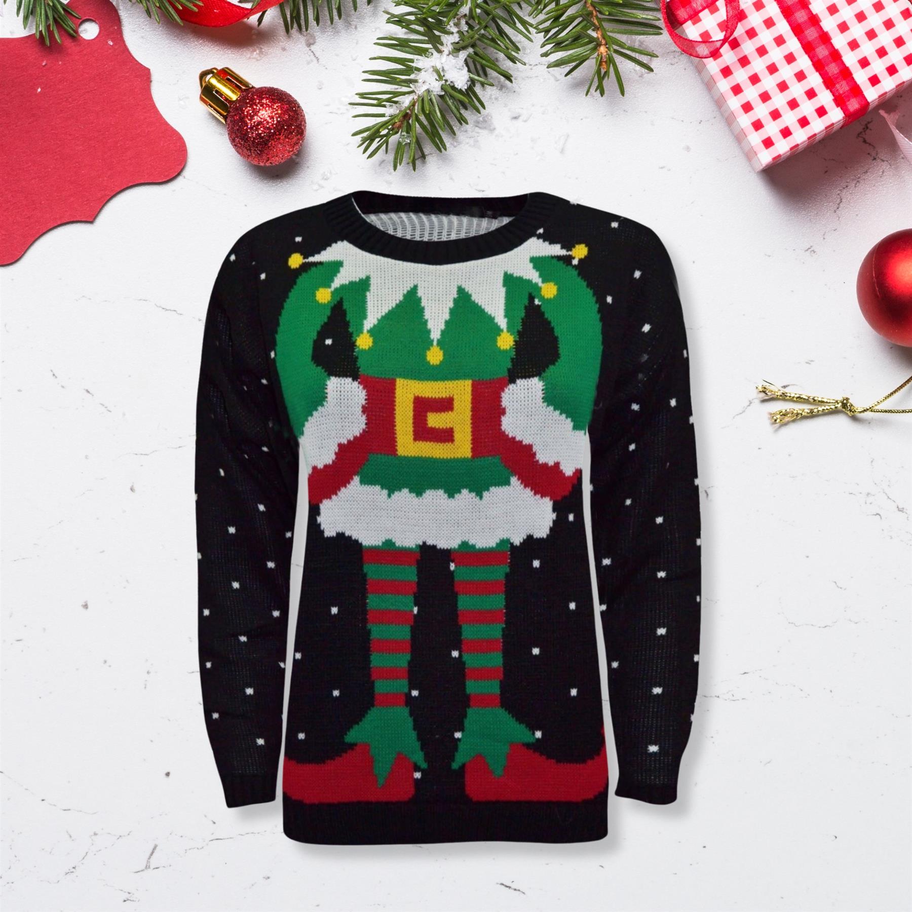 Christmas Reindeer Jumper Womens Knitted Funny Xmas Sweater Unisex Retro Jumpers - Picture 76 of 128