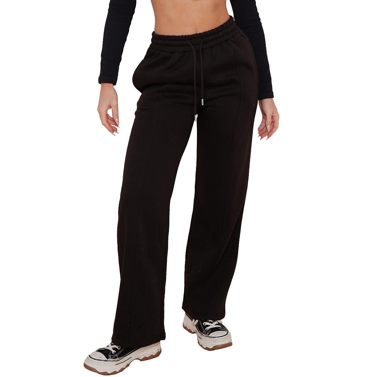 Ladies Fleece Lined Trousers Sweatpants Elastic Waist Wide Leg Loungewear Pants - Picture 9 of 43