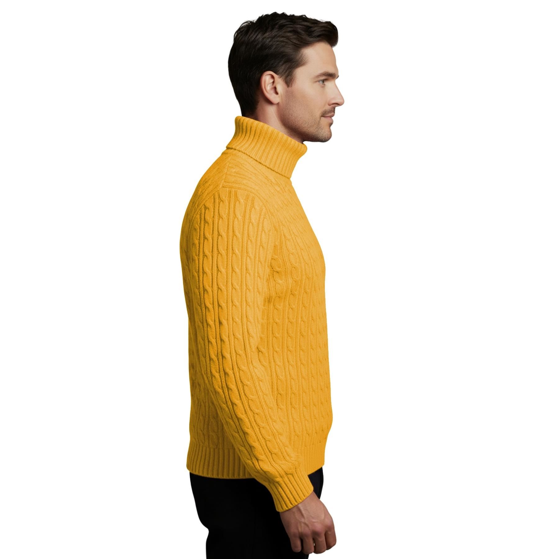 Herren Polo Rollkragen Langarm Pullover Zopfmuster Winterpullover Pulli - Bild 66 von 154