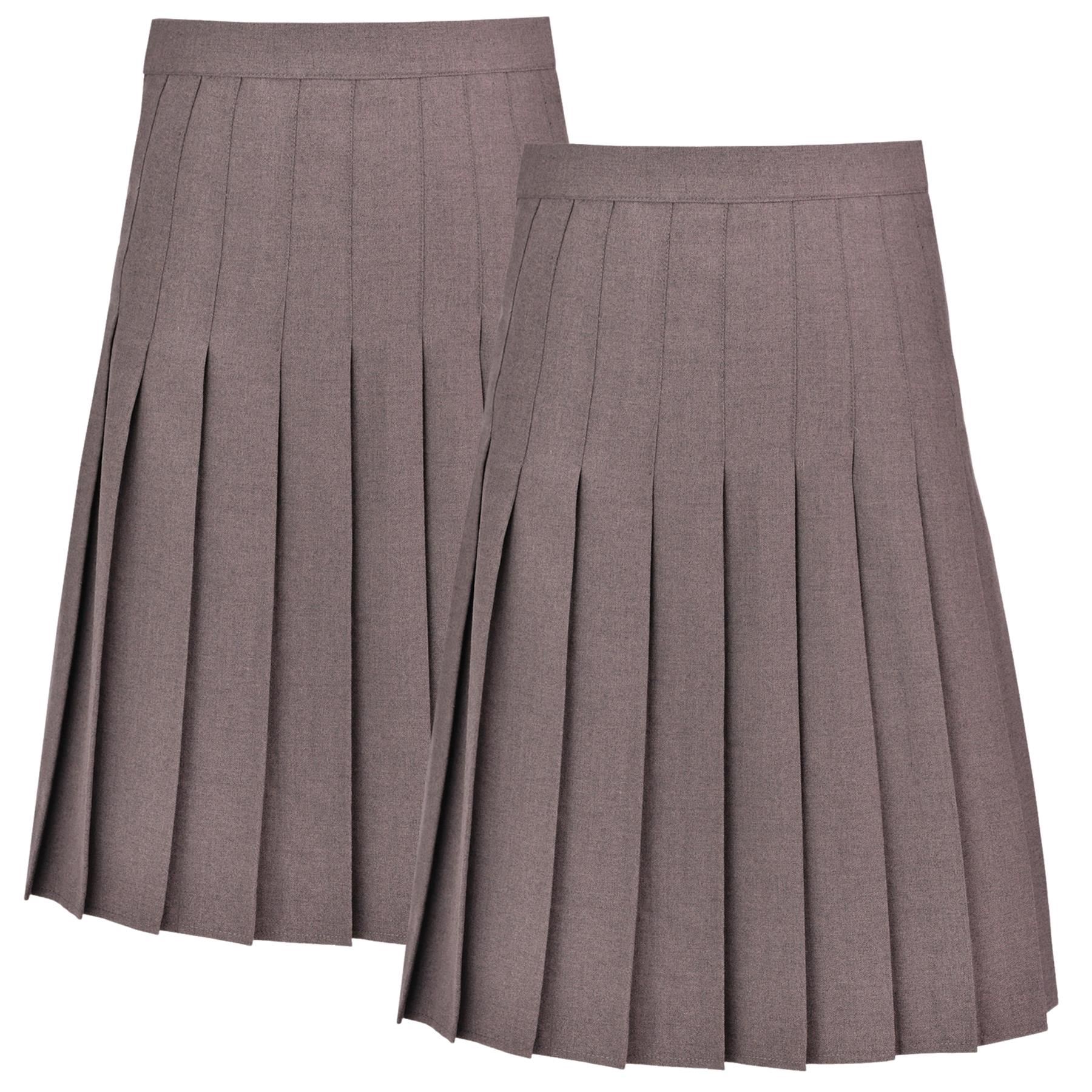Girls School Uniform Knife Pleated Skirt Zip Back Womens Formal Skirt Pack of 2 - Picture 8 of 13