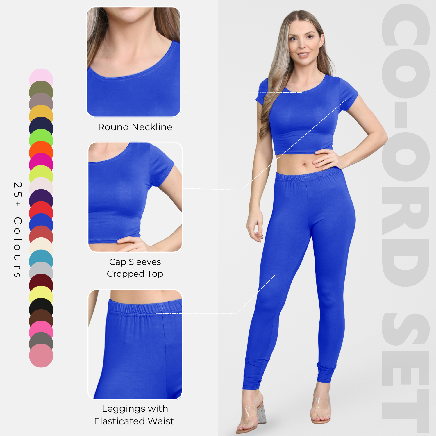 Damen Trainingsanzug Kurzarm Crop Top Sport Legging Workout Aktiv Lounge Set - Bild 111 von 148
