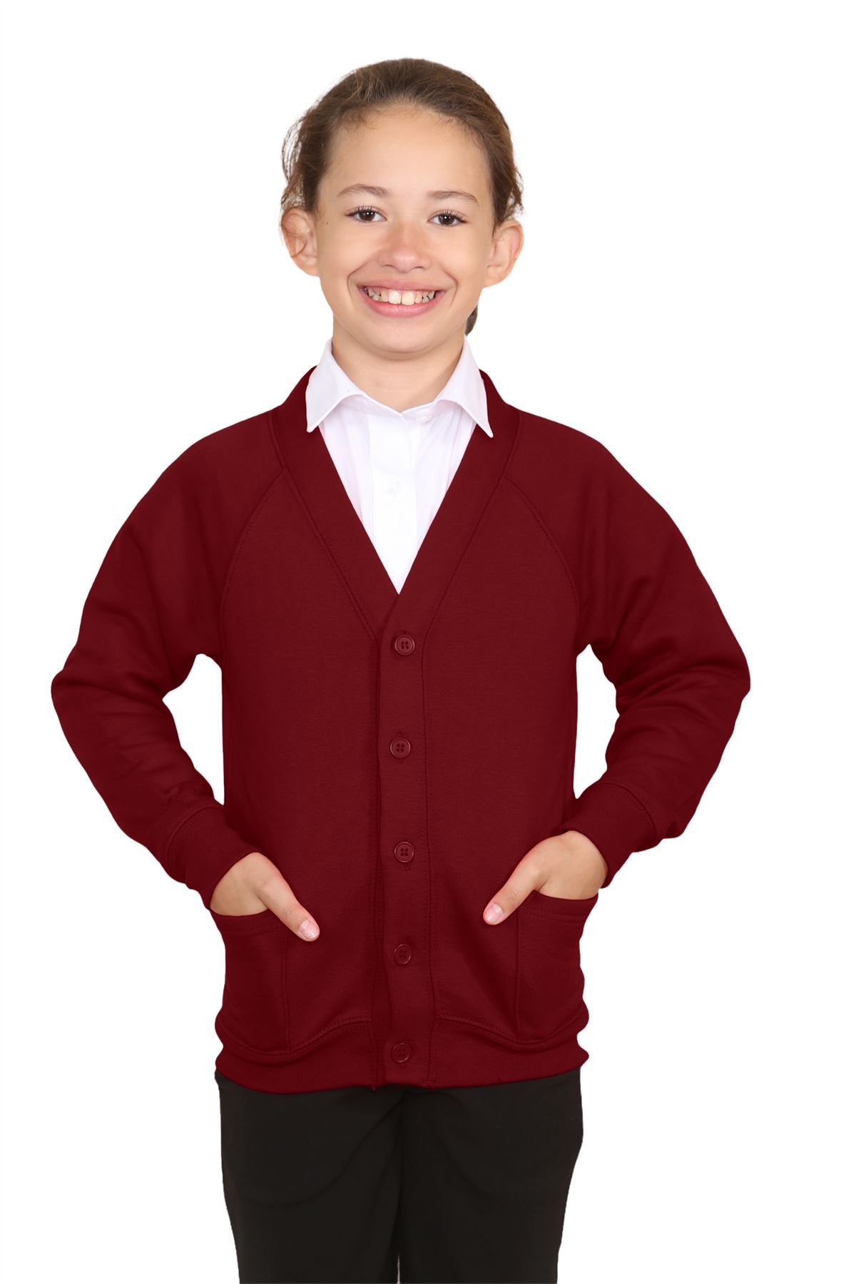 Niñas Cuello en V Cárdigan Uniforme Escolar Manga Larga Jersey Niños Niños Suéter 2-13 Años - Imagen 38 de 44