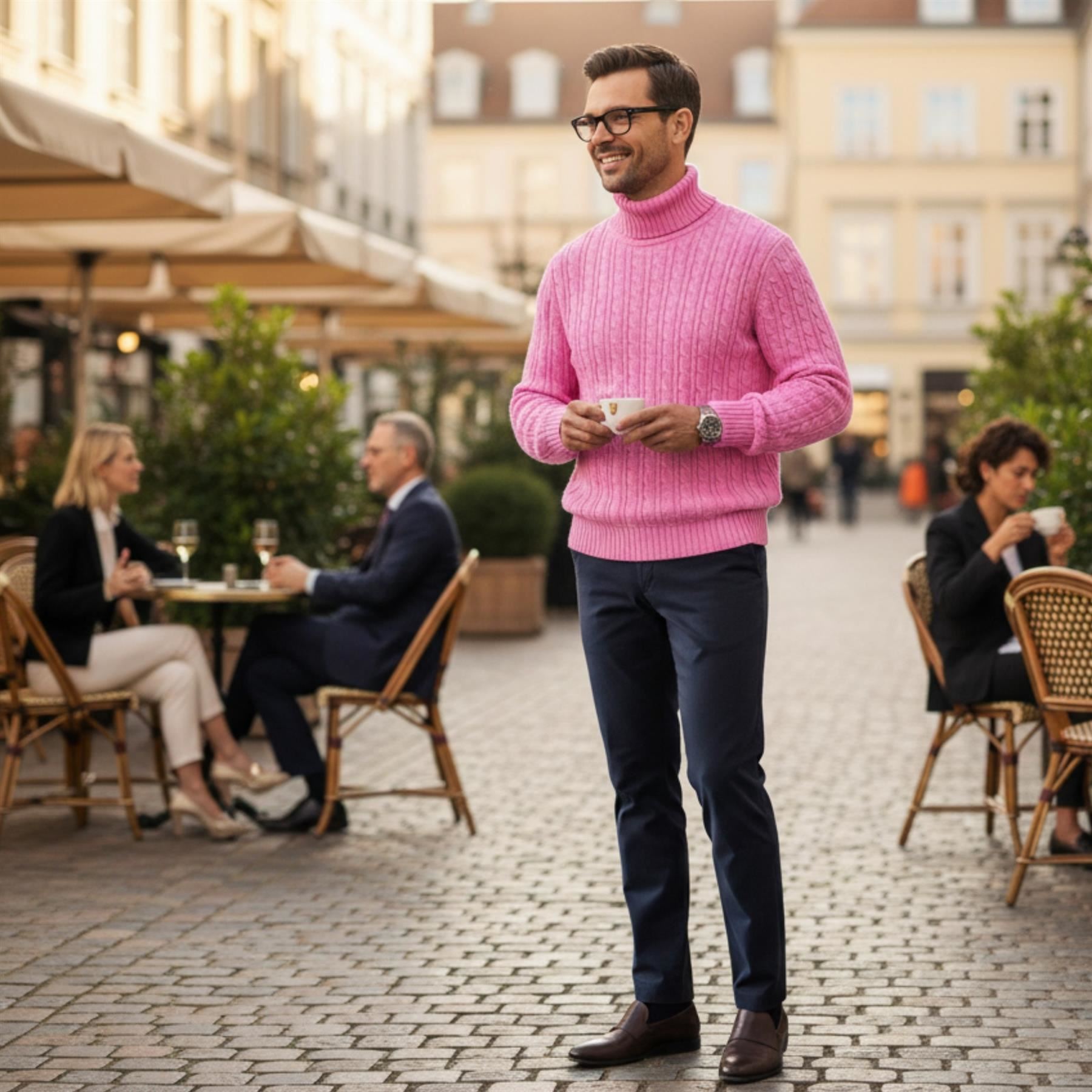 Herren Polo Rollkragen Langarm Pullover Zopfmuster Winterpullover Pulli - Bild 15 von 154