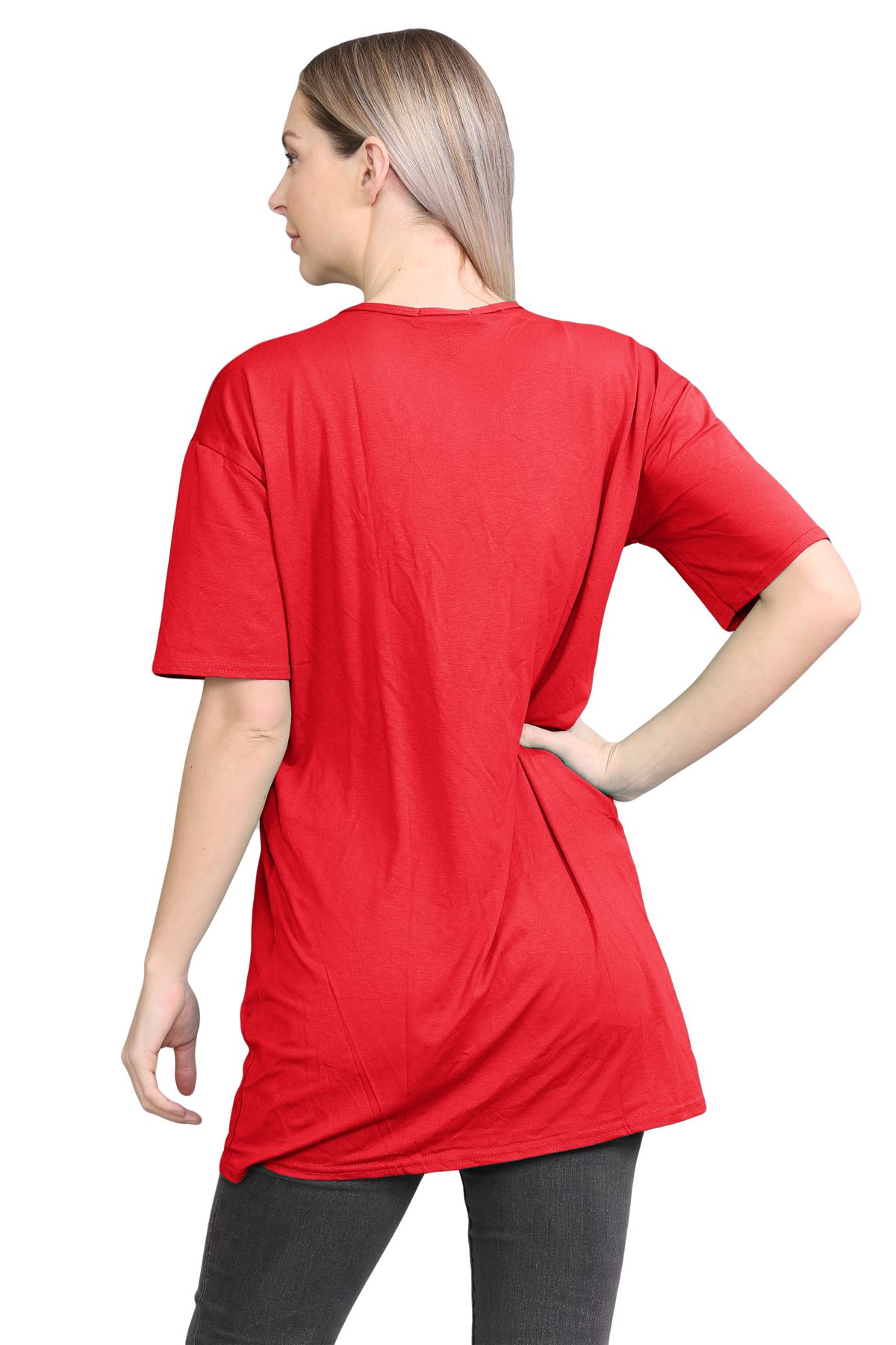 Womens Oversized T-Shirt Plain Baggy Short Sleeve Round Neck Basic Summer Top - Picture 22 of 44