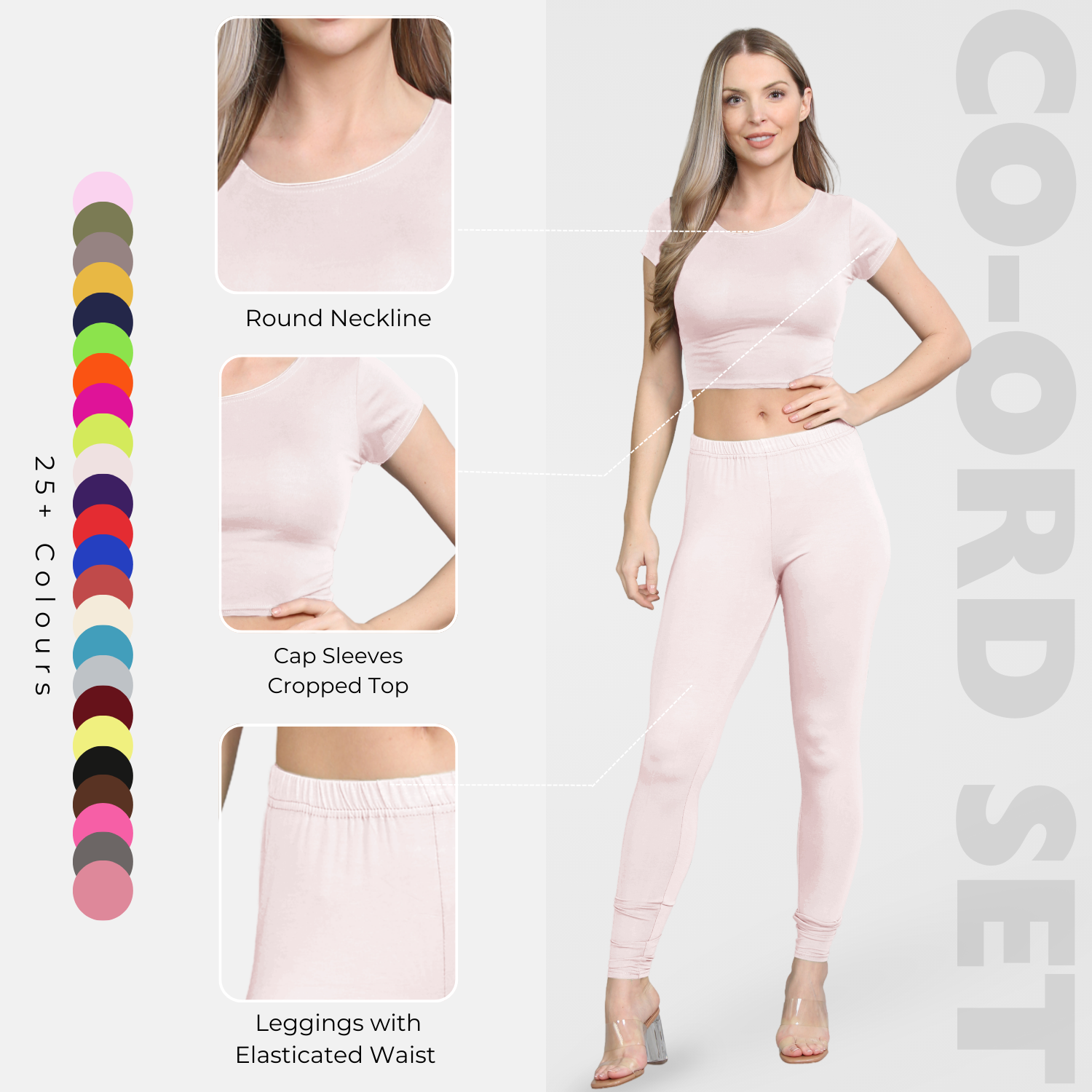 Damen Trainingsanzug Kurzarm Crop Top Sport Legging Workout Aktiv Lounge Set - Bild 90 von 148