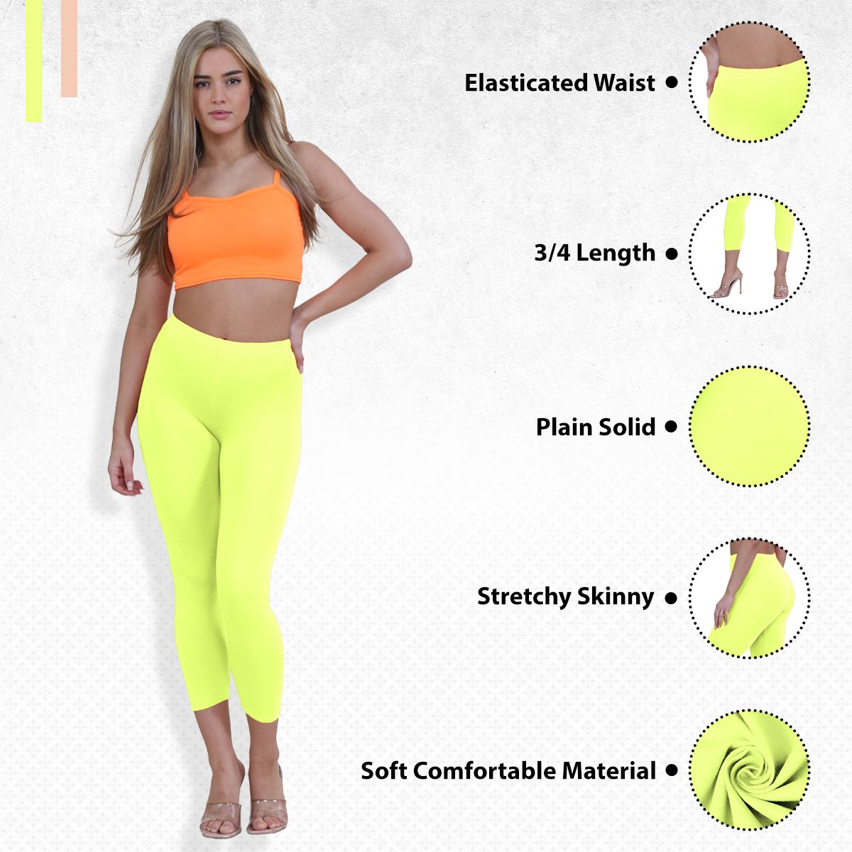 Womens 3/4 Leggings Workout Tight Plain Stretchy Cropped Capri Active Pants - Picture 103 of 186
