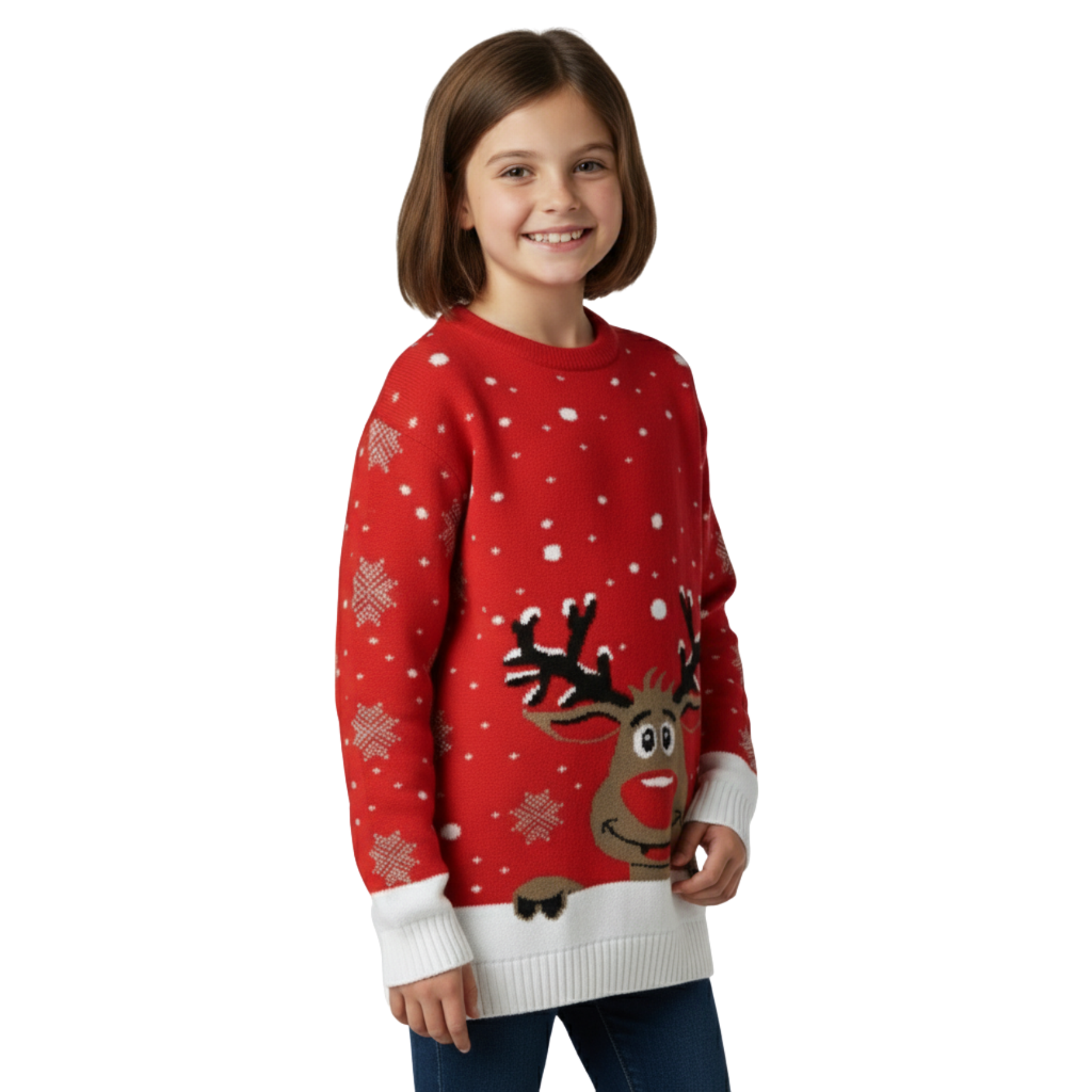 Maglione Renna Bambini Natale Unisex Maglione Girocollo Natale Ragazze Ragazzi Pullover - Foto 10 di 15
