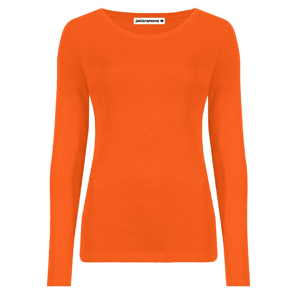 Camiseta para mujer cuello redondo manga larga elástica básica lisa informal - Imagen 19 de 34