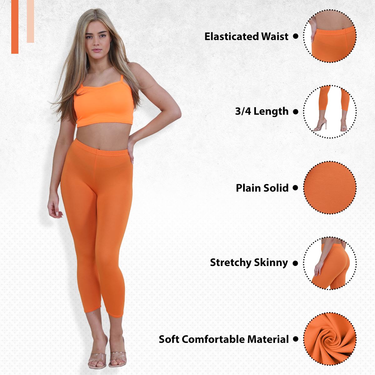 Womens 3/4 Leggings Workout Tight Plain Stretchy Cropped Capri Active Pants - Picture 121 of 186
