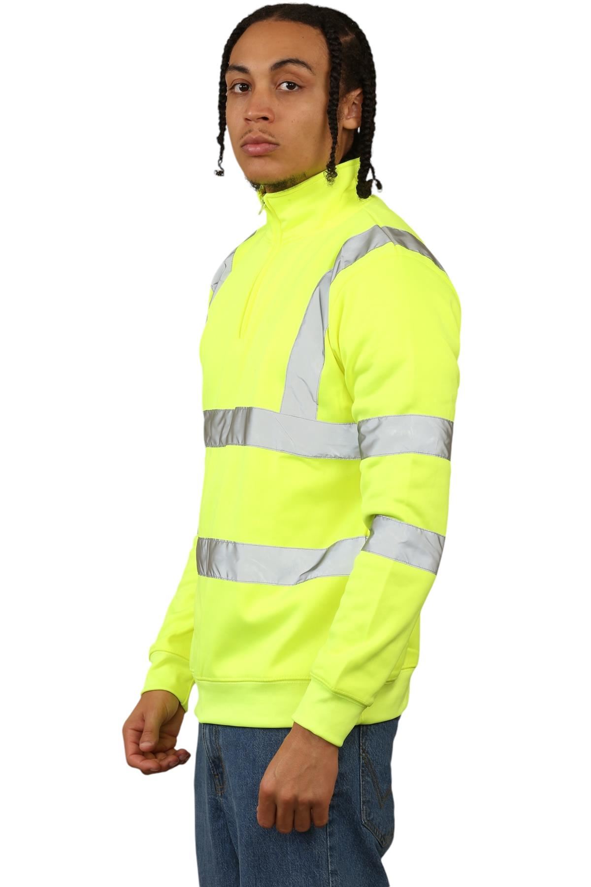 Sudadera de alta visibilidad para hombre con cremallera de cuarto de alta visibilidad reflectante seguridad trabajo jersey - Imagen 10 de 15