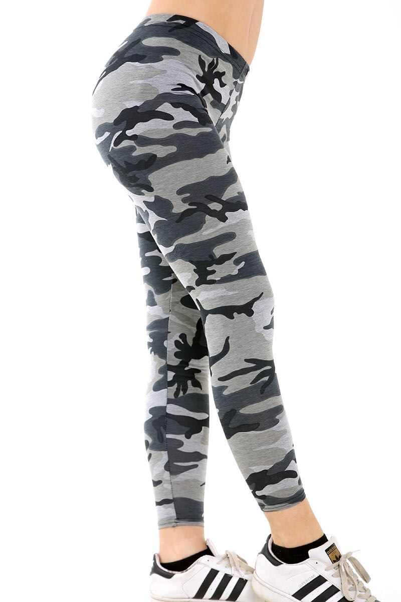 New Ladies Army Grey Printed Full Length Stretchy Skinny Slim Fit Leggings Pants