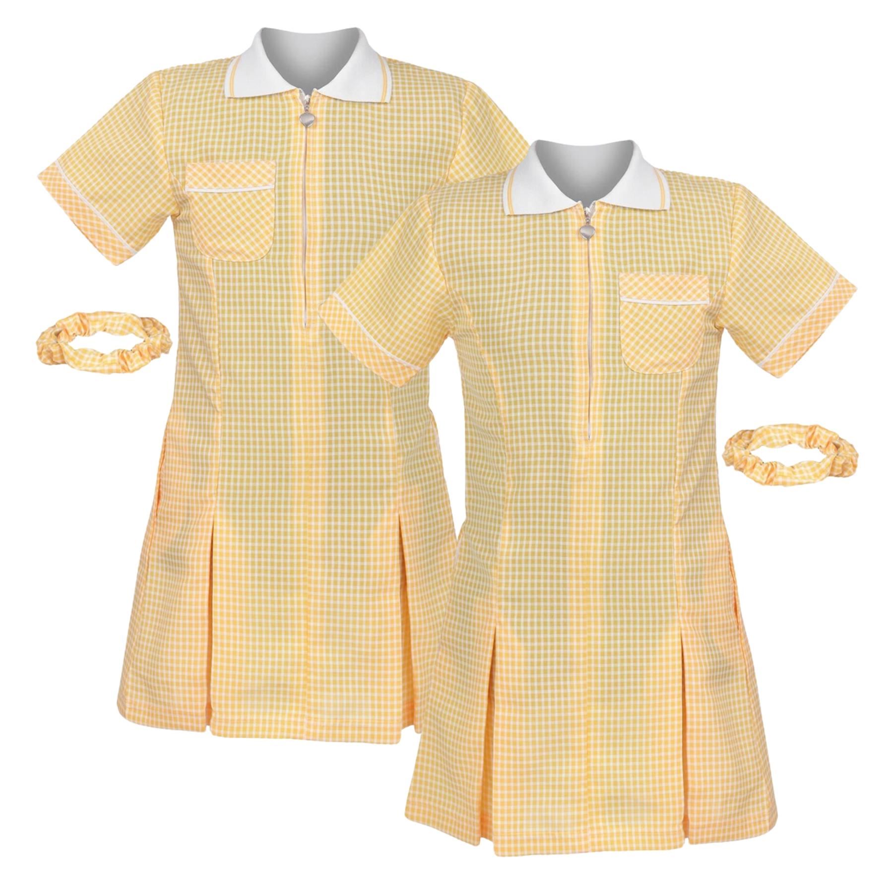 Mädchen Gingham Schule Kurzarm Plissee Kleid Schuluniform Sommer 2er Pack - Bild 43 von 49