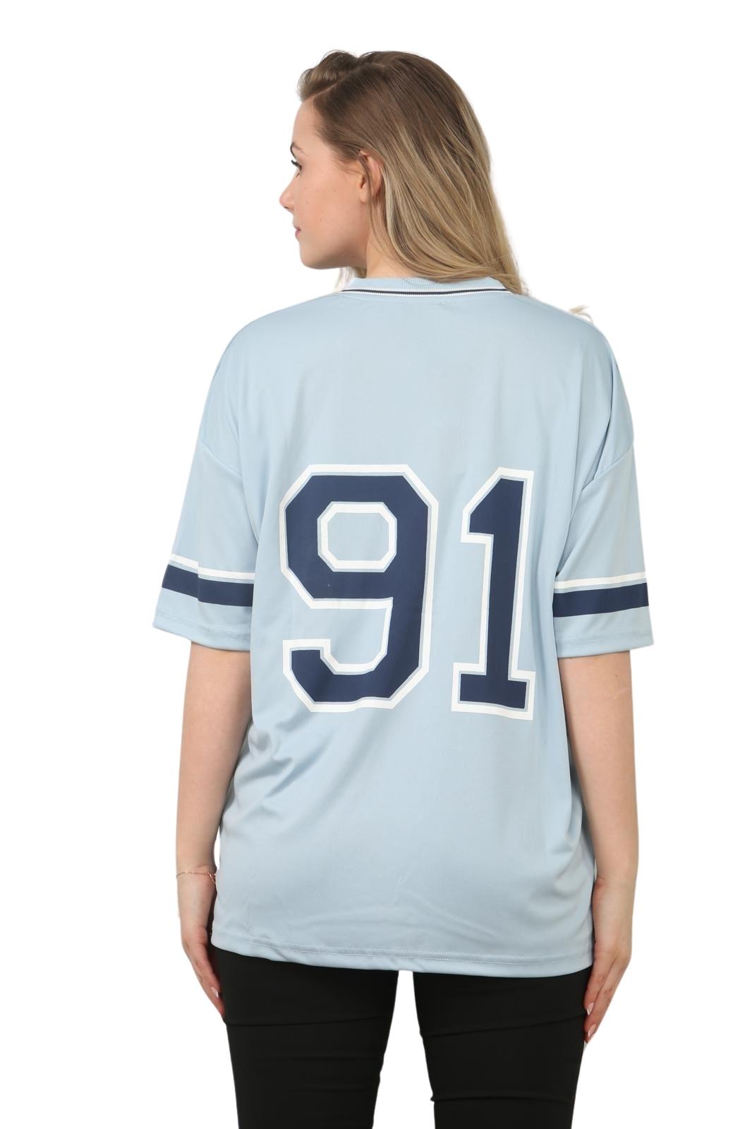 Camiseta de mujer de gran tamaño cuello en V LA 91 fútbol americano universitario holgada verano top - Imagen 40 de 50