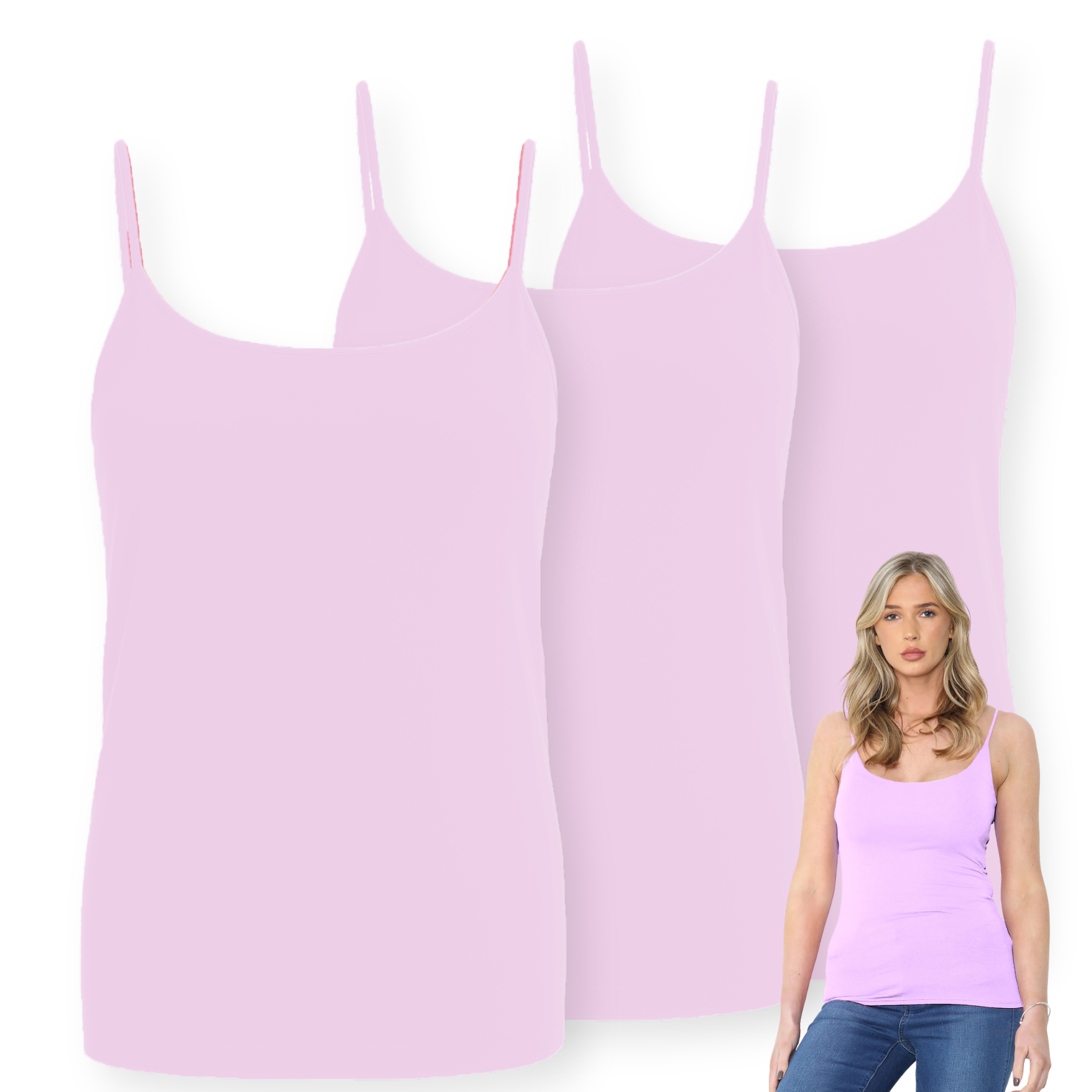 Womens Bodycon Cami Strappy Tank Top Plain Summer Activewear Vest Top, Pack of 3 - Picture 78 of 221