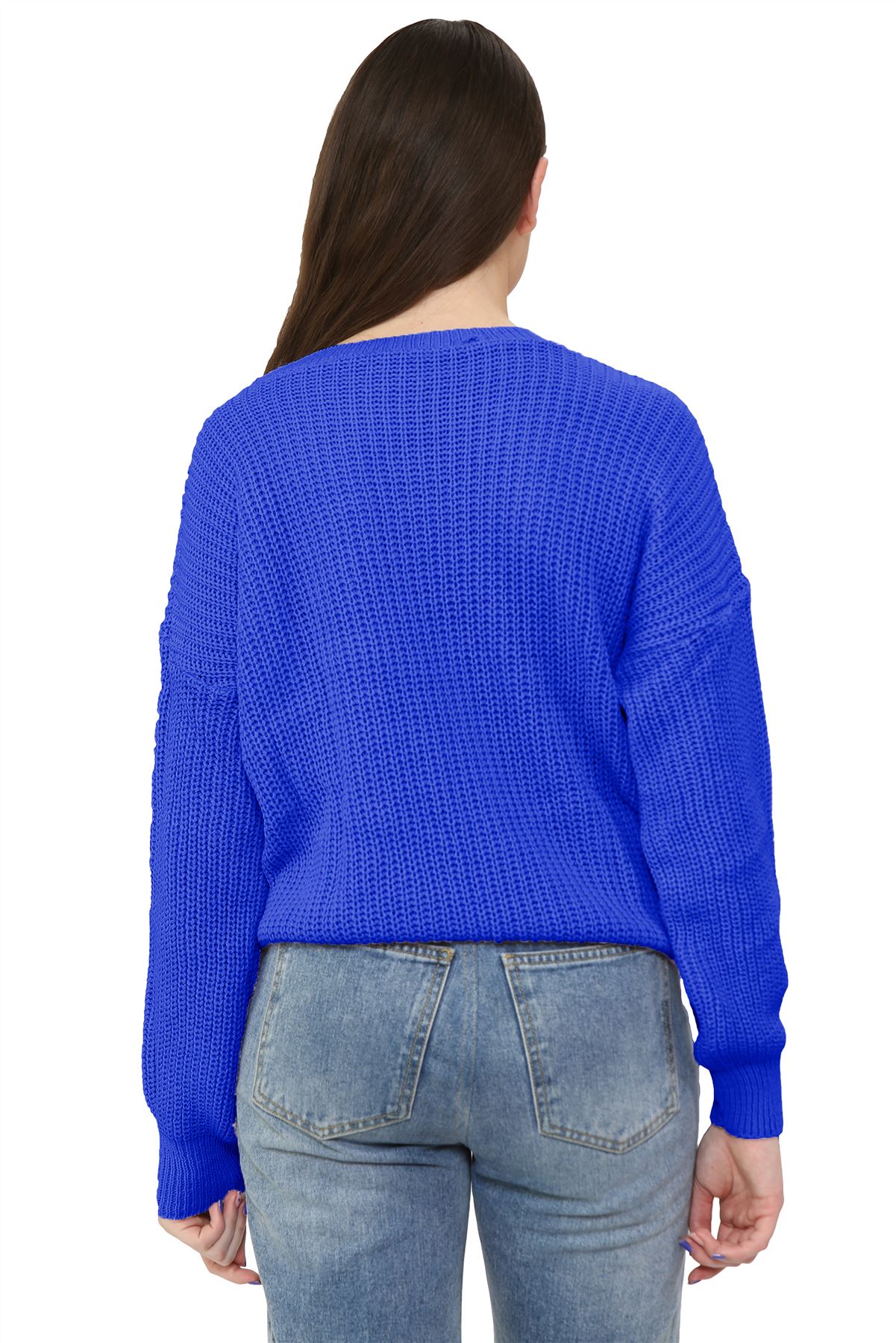 Ladies Chunky Knitted Baggy Jumper Long Sleeve Casual Basic Pullover