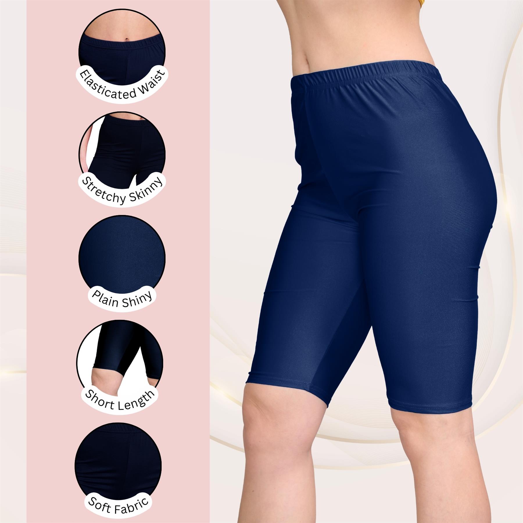 Damas Pantalones Cortos de Ciclismo Lisos Estirados Lycra Brillante Gimnasio Yoga Baile Pantalones Cortos - Imagen 56 de 100