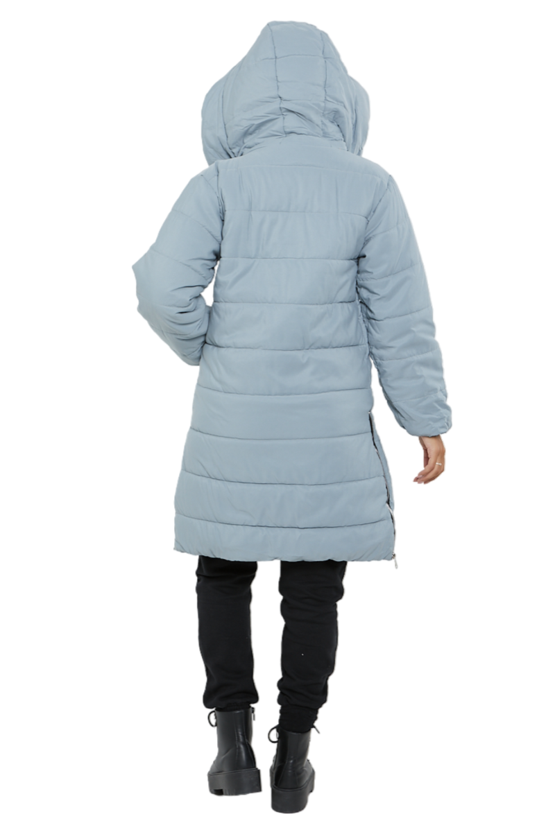 Womens Hooded Longline Coat Puffer Padded Long Sleeve Bodywarmer Winter Jacket - Picture 17 of 50