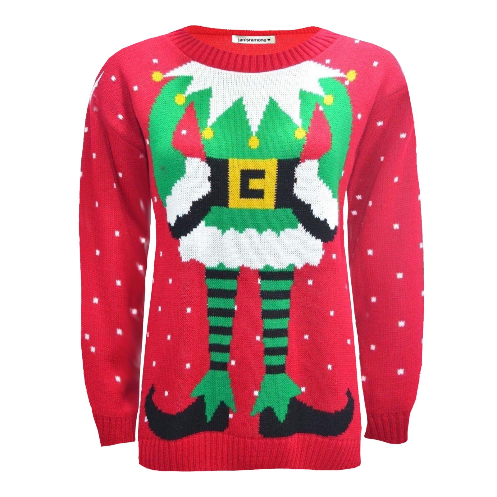Christmas Reindeer Jumper Womens Knitted Funny Xmas Sweater Unisex Retro Jumpers - Picture 81 of 128