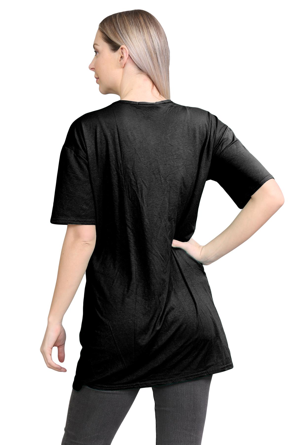 Womens Oversized T-Shirt Plain Baggy Short Sleeve Round Neck Basic Summer Top - Picture 4 of 44