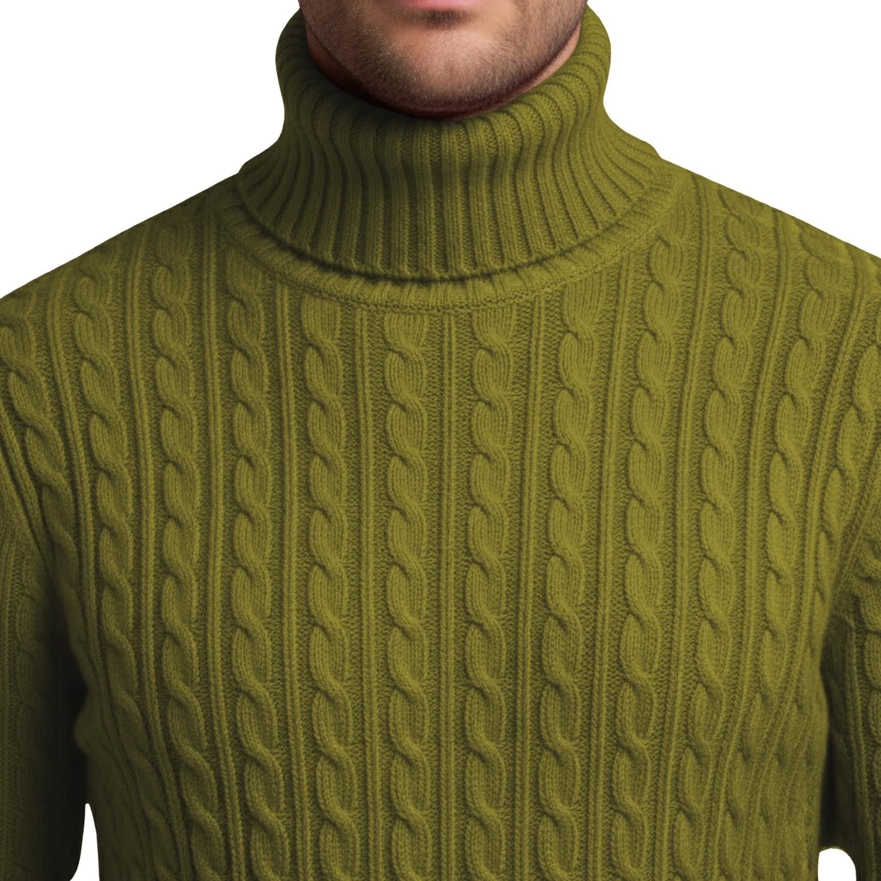 Herren Polo Rollkragen Langarm Pullover Zopfmuster Winterpullover Pulli - Bild 54 von 154