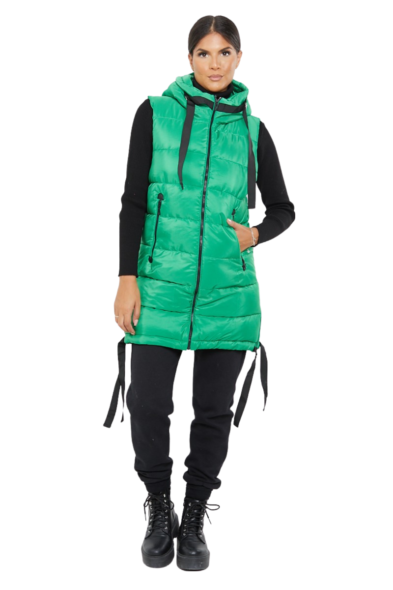 Damas Chaqueta larga acolchada con capucha chaleco acolchada calentador de cuerpo con cremallera - Imagen 15 de 42