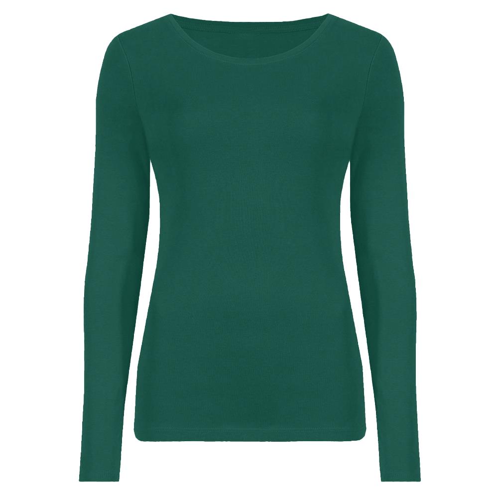 Camiseta para mujer cuello redondo manga larga elástica básica lisa informal - Imagen 4 de 34