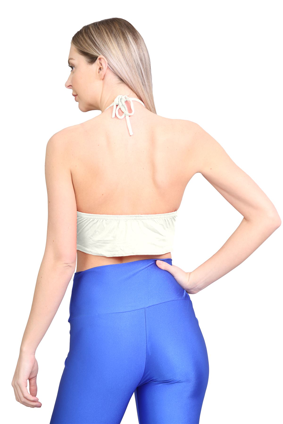 Halter Neck Crop Top Womens Vest Top Plain Tie Knot Top Basic Sleeveless T-Shirt - Picture 42 of 170