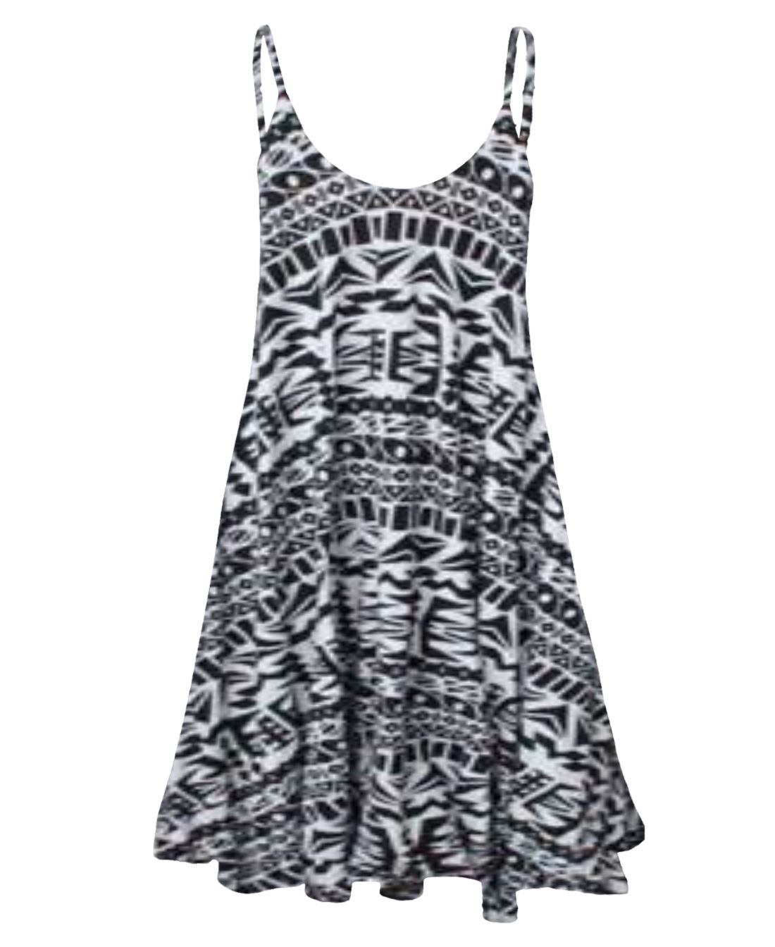 Womens Printed Cami Dress Flared Strappy Long Camisole Swing Mini Dress Vest Top - Picture 4 of 21