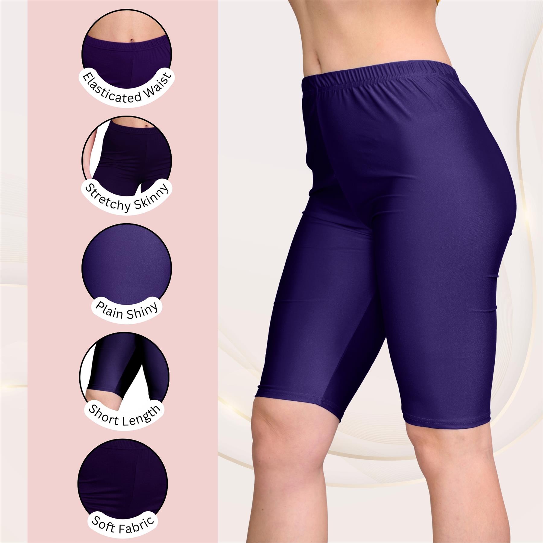 Damas Pantalones Cortos de Ciclismo Lisos Estirados Lycra Brillante Gimnasio Yoga Baile Pantalones Cortos - Imagen 63 de 100