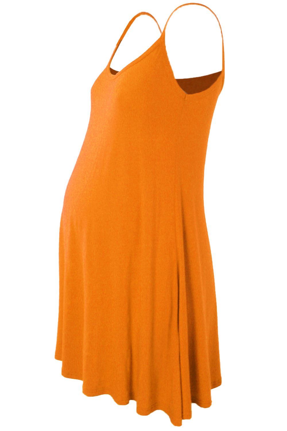 Womens Sleeveless Maternity Dress Camisole Ladies Flared Plain Strappy Cami Top - Picture 19 of 28