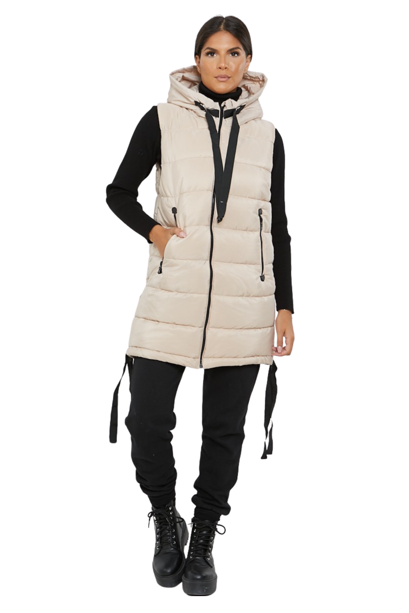Damas Chaqueta larga acolchada con capucha chaleco acolchada calentador de cuerpo con cremallera - Imagen 36 de 42