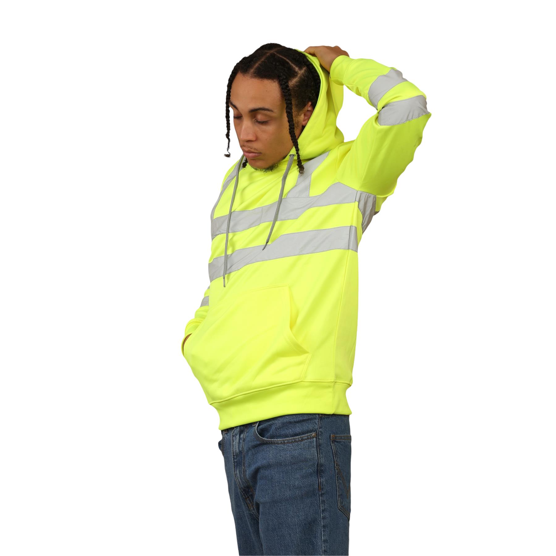 Sudadera con capucha para hombre Hi Vis alta visibilidad lana seguridad ropa de trabajo jersey con capucha saltador - Imagen 14 de 21