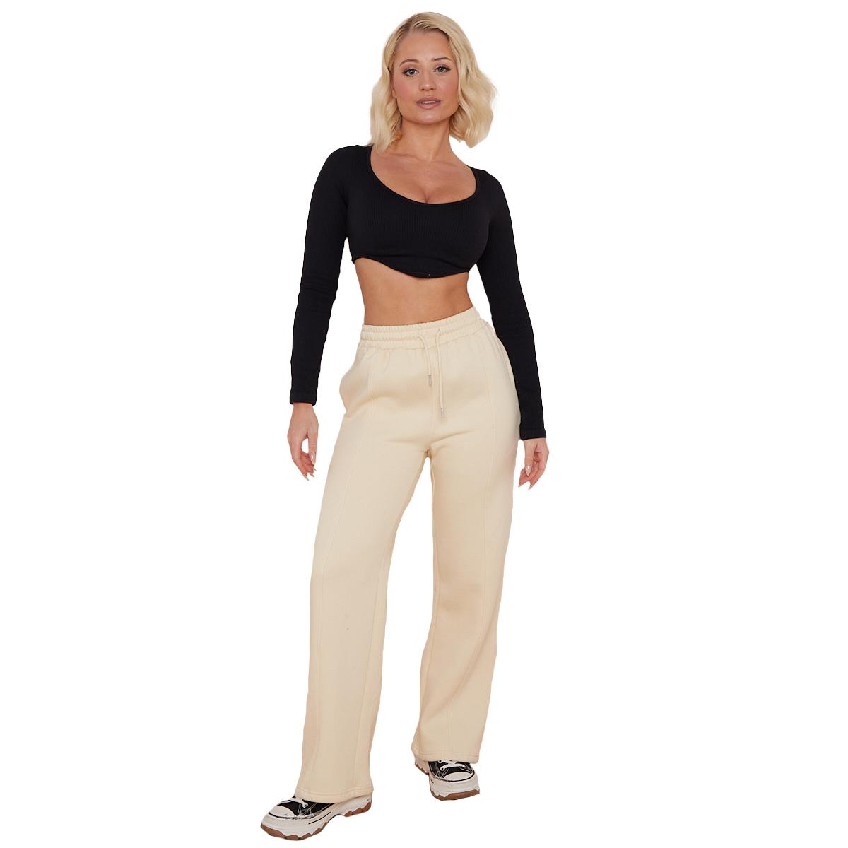 Ladies Fleece Lined Trousers Sweatpants Elastic Waist Wide Leg Loungewear Pants - Picture 17 of 43
