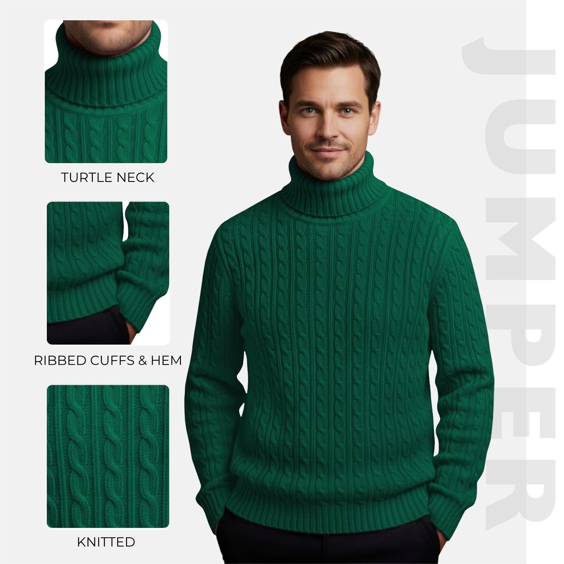 Herren Polo Rollkragen Langarm Pullover Zopfmuster Winterpullover Pulli - Bild 27 von 154