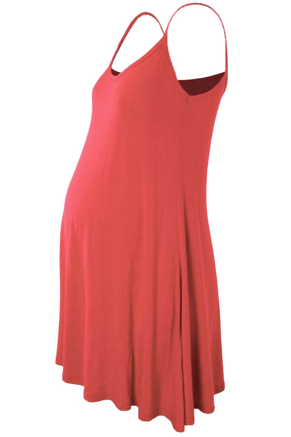 Womens Sleeveless Maternity Dress Camisole Ladies Flared Plain Strappy Cami Top - Picture 5 of 28
