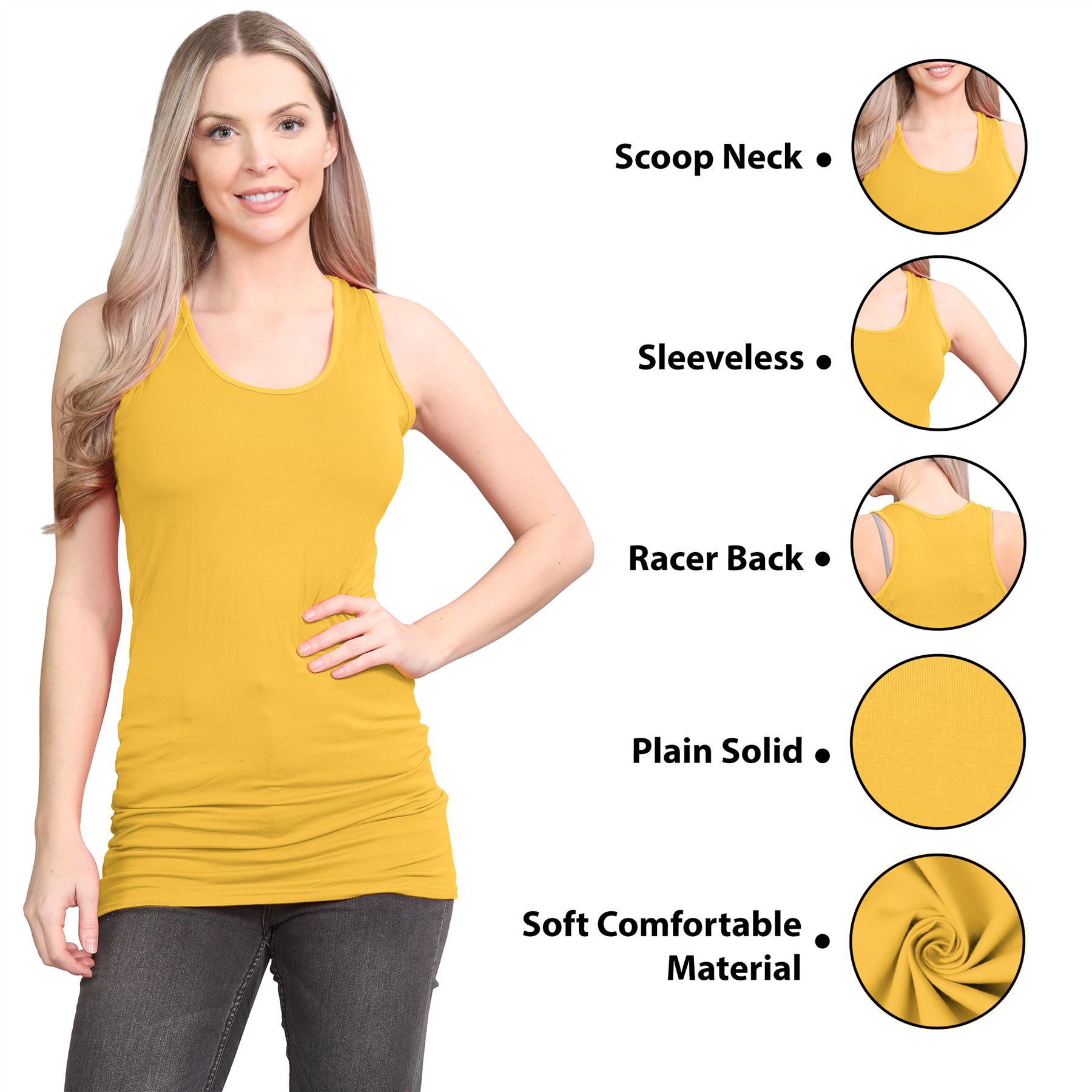 Damen Racerback Weste ärmellos figurbetont einfach dehnbar lang Muskel Gym Top - Bild 61 von 113
