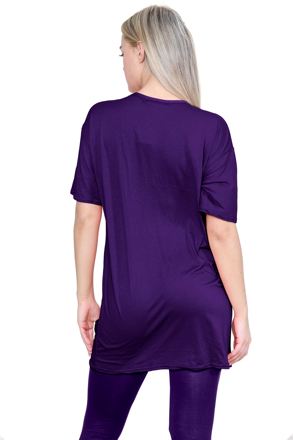 Damas Longline Suelto Camiseta Leggings Gimnasio Chándal Conjunto Coord 2 Piezas Ropa de Salón - Imagen 95 de 155