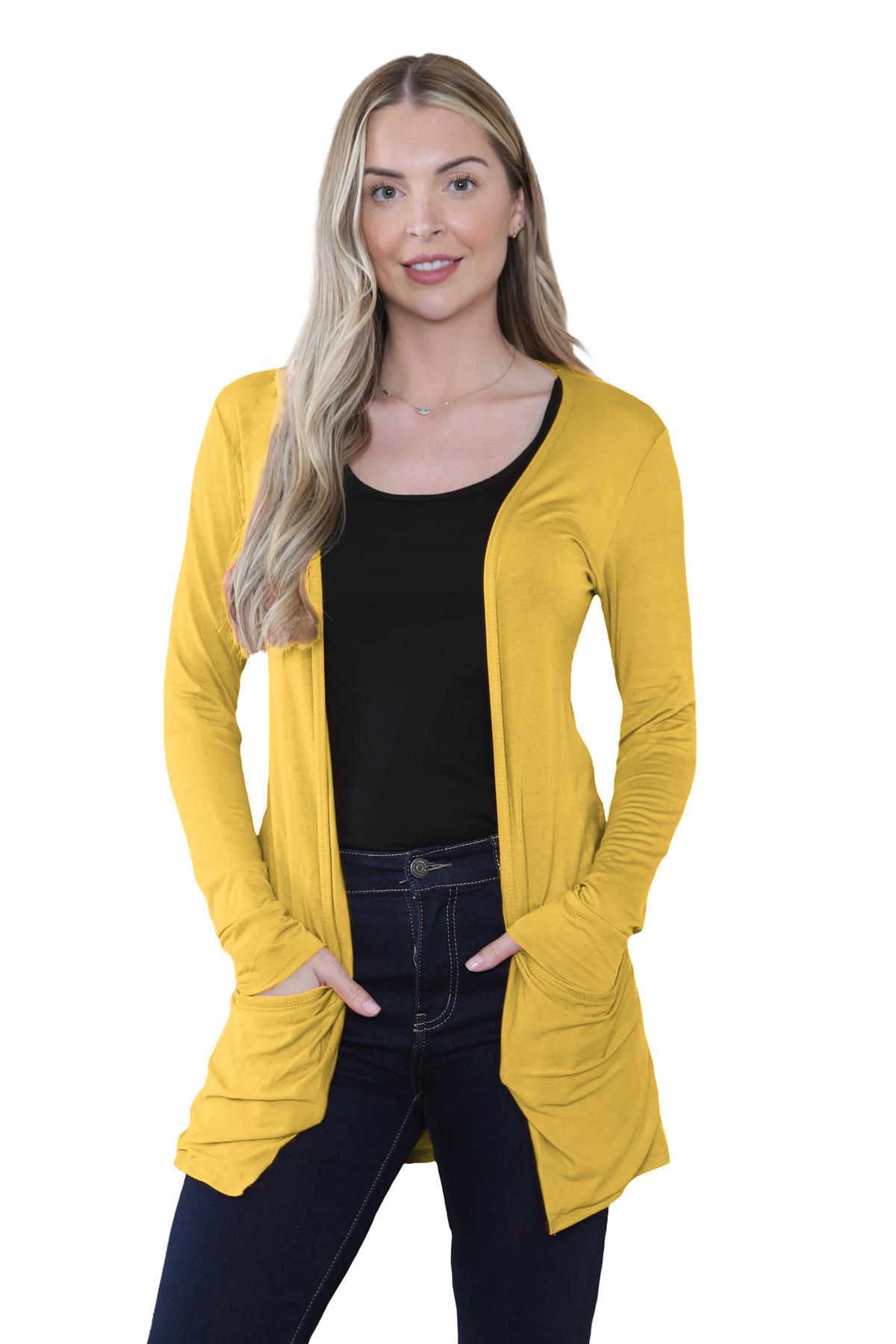 Boyfriend Cardigan Damen schlicht langärmelig offener Tropfen Tasche Freizeit Achselzucken Oberteil - Bild 77 von 148