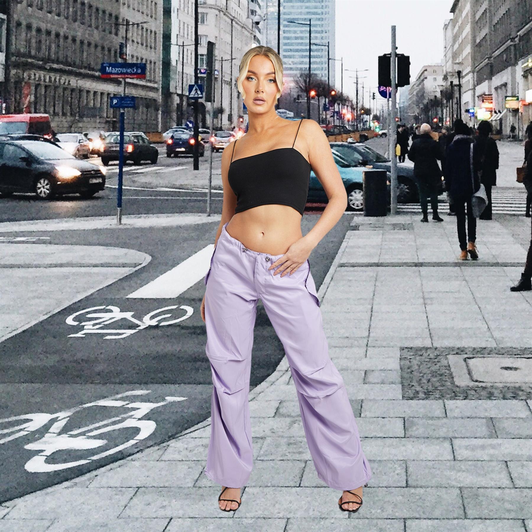 Pantalones de carga para mujer parte inferior con puños cordón cintura baja sueltos pantalones informales - Imagen 29 de 50