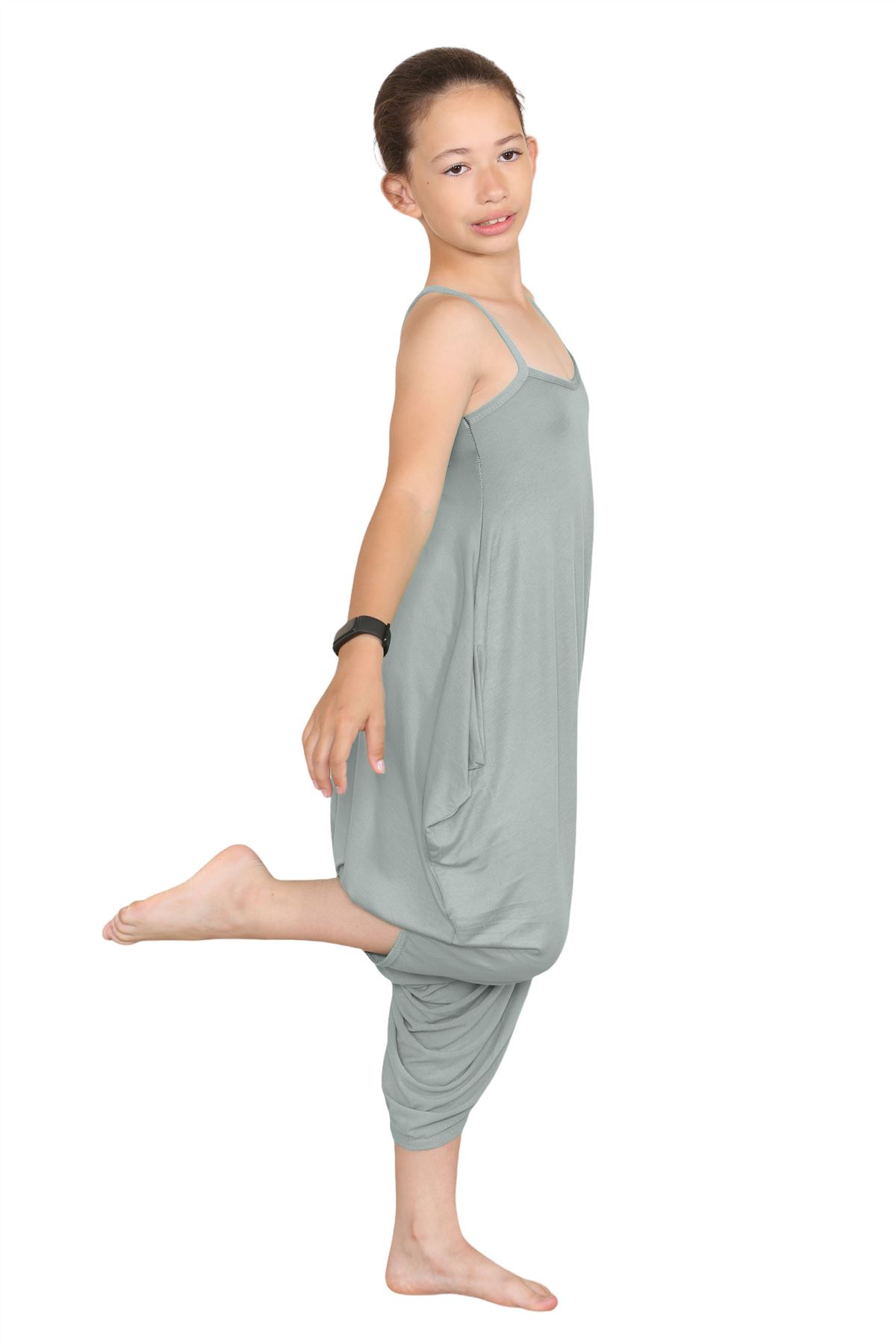 New Kids Girls Cami Jumpsuit Italian Drape Baggy Plain Lagenlook Romper Playsuit - Picture 47 of 78